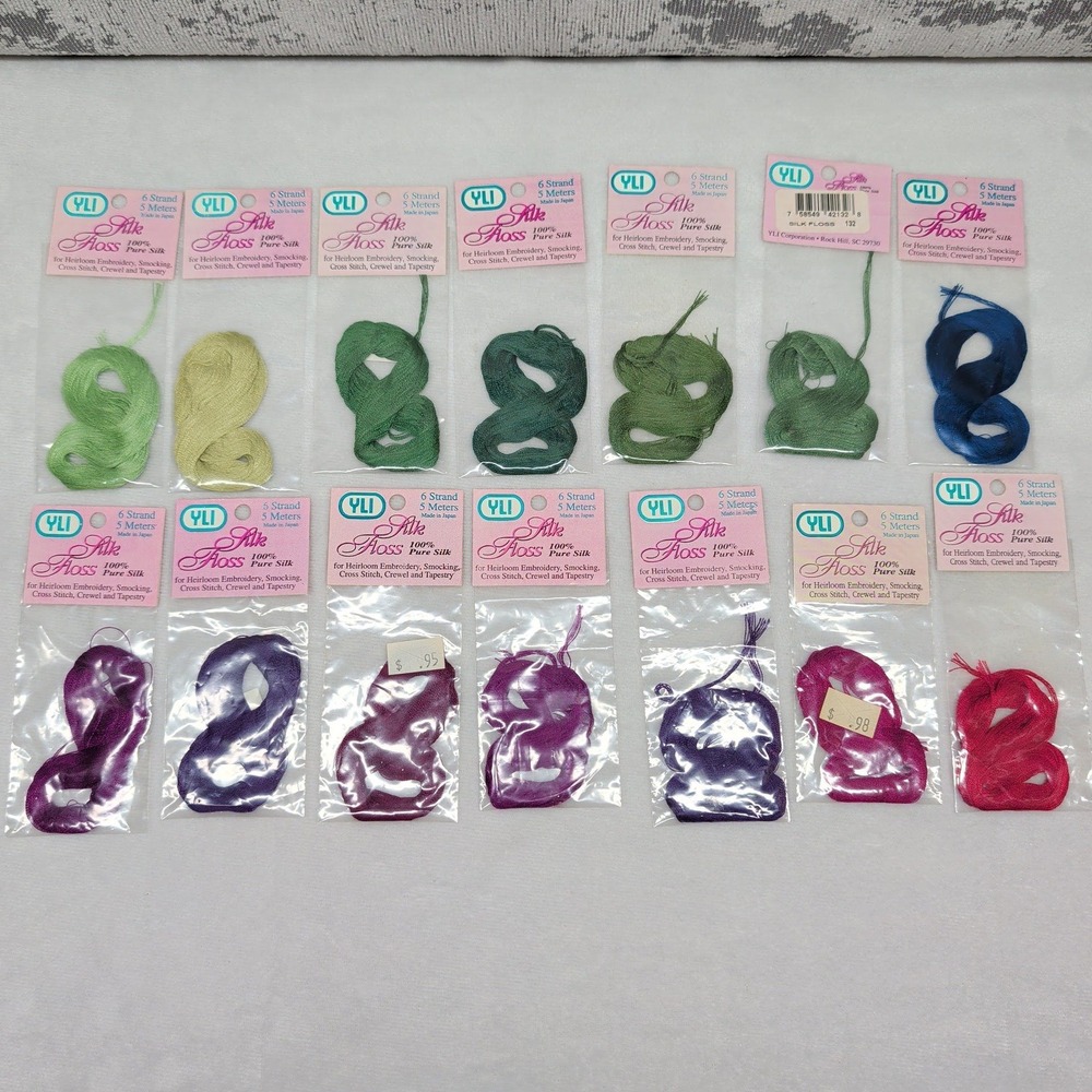 YLI 100% Pure Silk Floss 6 Strand 5 Meters Embroidery Thread Lot of 14 Japan New